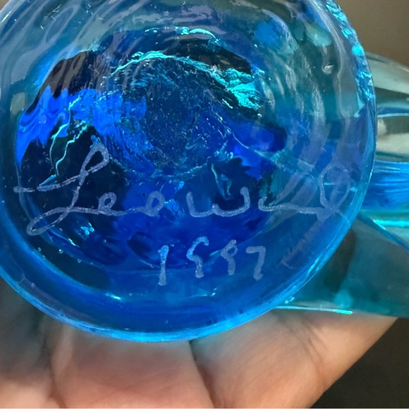 Vintage 1987 Signed Leo Ward Bluebird Of Happiness Art Glass Blue Bird Figurine - Picture 12 of 16